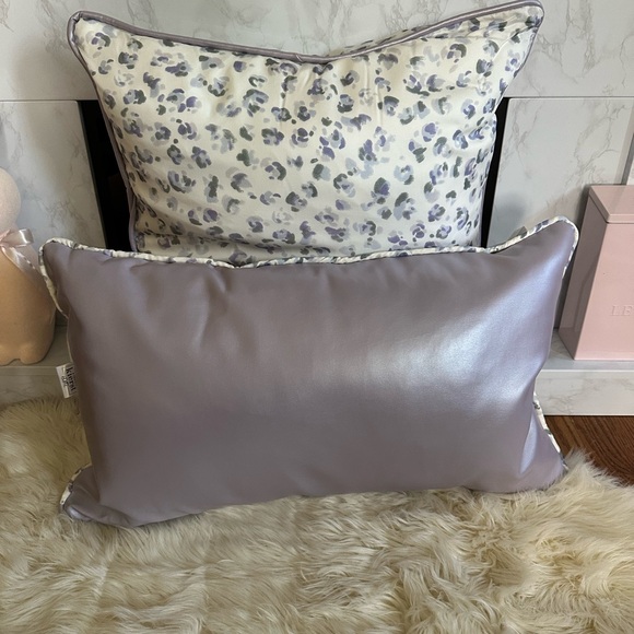 Lilac Pearl Faux Leather Throw Pillows - Picture 6 of 14